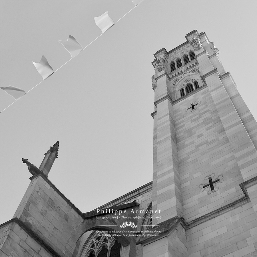 Vente photographie noir et blanc de la cathédrale de Chalon-sur-Saône.
